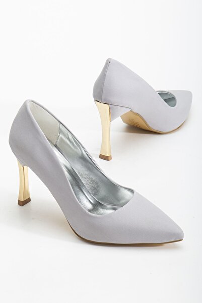 Hayalimdeki Ayakkabı Women's Silver Satin Pointed Toe Thin Heeled Stiletto