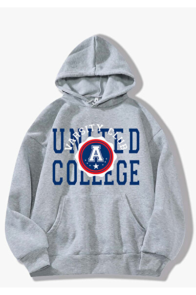 SUNFREE Popular Trend Printed Hooded Gray Sweatshirt