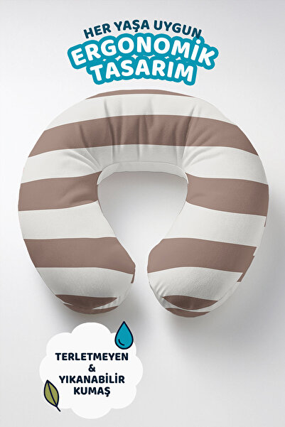 Evimde Bambaşka Коричнева подушка з білими смужками, ергономічна подушка для ...