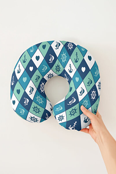 Evimde Bambaşka Pernă ergonomică pentru gât cu tematică marinară - Pernă de c...