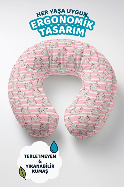 Evimde Bambaşka Slatki mačka Sa deznom Pamuk paket jastuka za vrat - Prugasto...