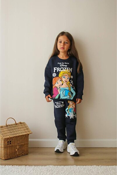 MİNİKO KİDS Girl's Elsa Model 3 Threads Charted Tracksuit Set