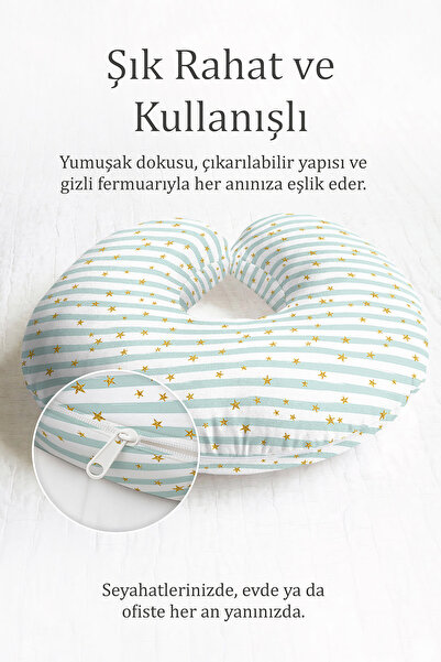 Evimde Bambaşka Yıldız Sa deznom Prugasto Pamuk paket jastuka za vrat - paste...