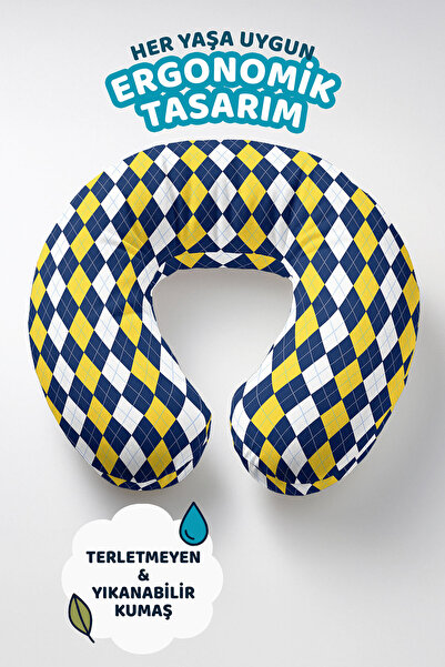 Evimde Bambaşka Karirano Sa deznom Ergonomski jastuk za vrat - Šareni Kariran...
