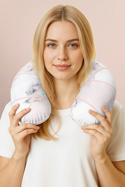 Evimde Bambaşka Pernă ergonomică pentru gât cu model de marmură - Pernă moale...