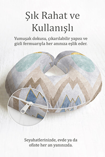 Evimde Bambaşka Etnički Geometrijski dezen Ergonomski jastuk za vrat - Modern...