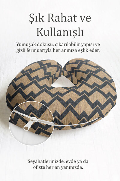 Evimde Bambaşka Zigzag Sa deznom Ergonomski jastuk za vrat - Moderni geometri...
