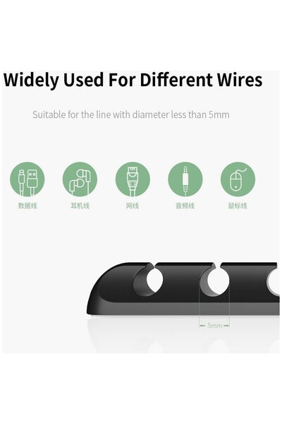 Flippy Cable Organizer Silicone 3 Slots Black