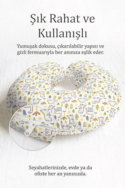 Evimde Bambaşka Dinosaur Sa deznom Pamuk paket jastuka za vrat - slatki žuto-...