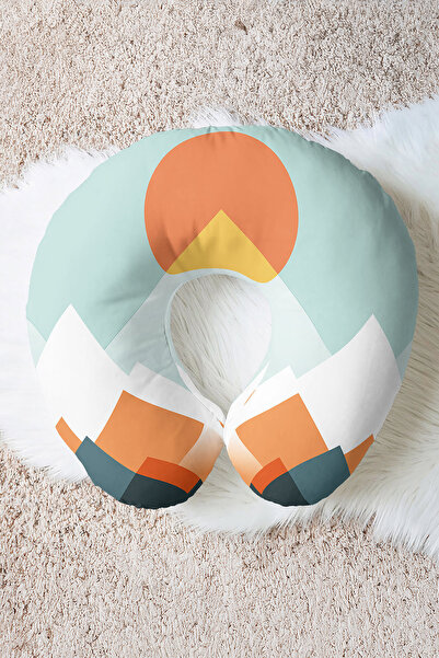 Evimde Bambaşka Ergonomski jastuk za vrat sa geometrijskim motivom planine i ...