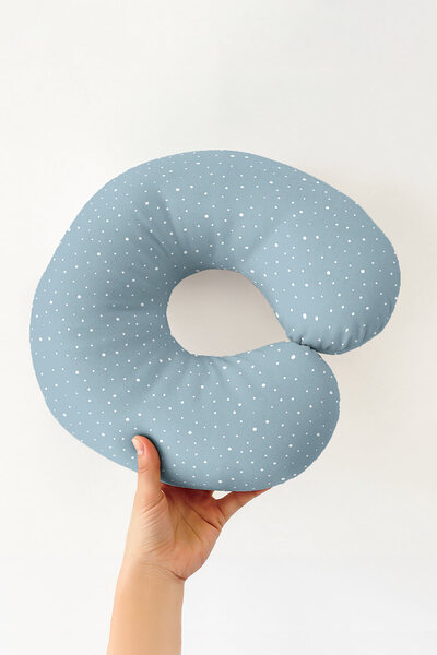 Evimde Bambaşka Polka Dot Pattern Neck Pillow - Modern Light Blue White Soft ...