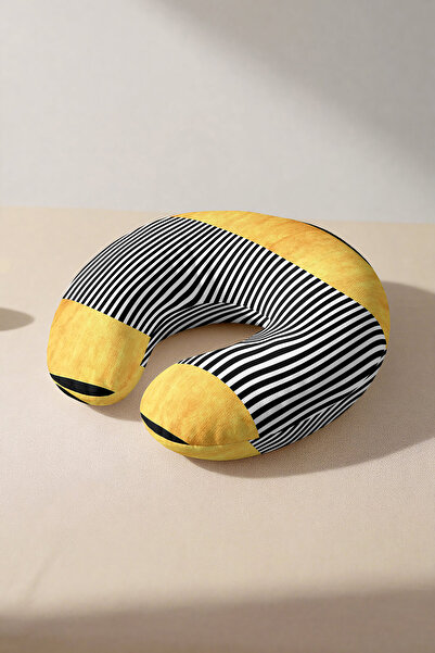 Evimde Bambaşka Pernă pentru gât din bumbac cu dungi alb-negru - Pernă moale ...