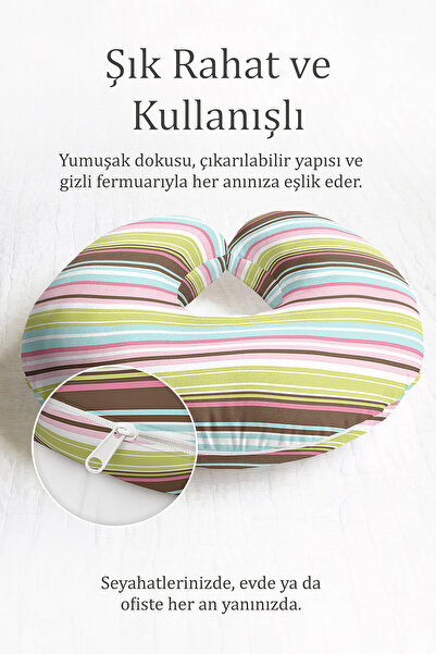 Evimde Bambaşka Šareni jastuk za vrat od Prugasto Pamuk dela - pastelno zelen...