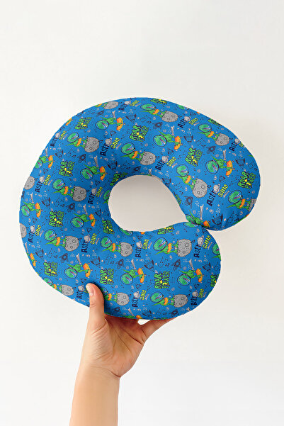 Evimde Bambaşka Pernă de gât din bumbac cu tema dinozaur drăguț - Pernă de că...