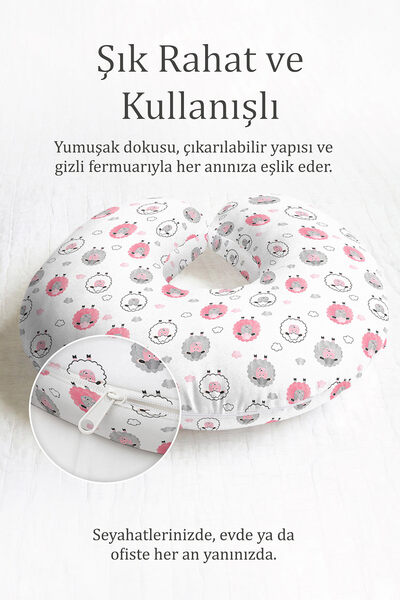 Evimde Bambaşka Ovčica Sa deznom Ergonomski jastuk za vrat - Slatki pastelno ...