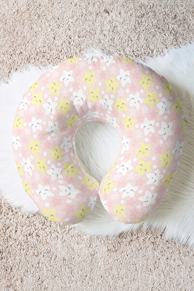 Evimde Bambaşka Pernă de gât din bumbac cu model de stele colorate - Pernă de...