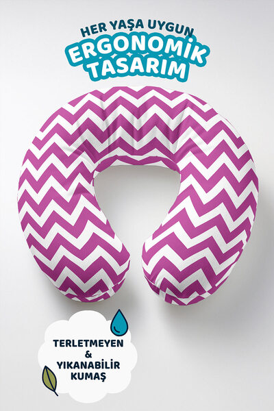 Evimde Bambaşka Cik-cak dezen Ergonomski jastuk za vrat - Moderni ljubičasto-...