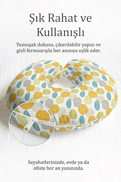 Evimde Bambaşka Modern Leaf Sa deznom jastuk za vrat - šareni žuto-zeleno-siv...