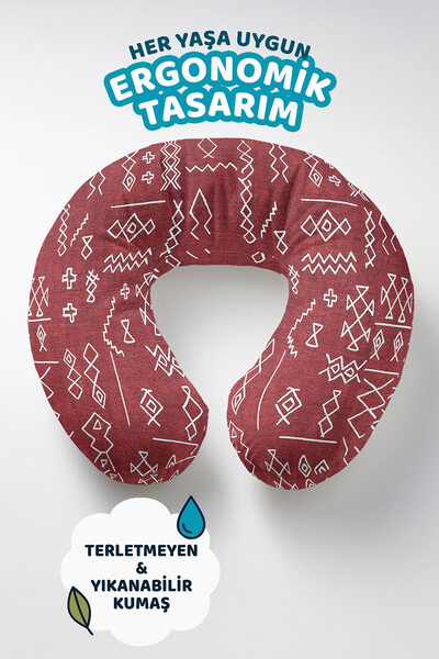 Evimde Bambaşka Pernă ergonomică pentru gât cu model etnic - Pernă moale de c...