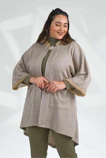 Roxxlen Γούνινο παλτό με μανίκια μεγάλου μεγέθους