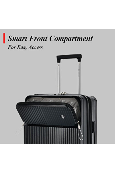 ZAAPPY Lightweight Hardshell Luggage 3Pcs Set, Front Opening Carry On Suitcase, Bottle Holder