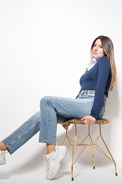 Pafi Moda Burna Boyfit Sectional Leg Detail Pants Light Blue