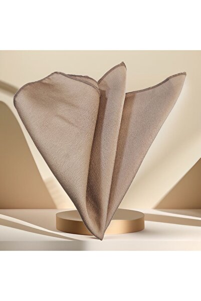 Exve Exclusive Mink Color Plain Satin Woven Pocket Accessory Collar Handkerchief