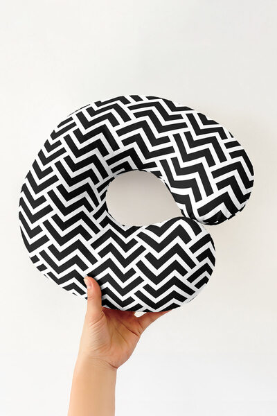 Evimde Bambaşka Pernă modernă pentru gât cu model în zig-zag - Pernă moale de...