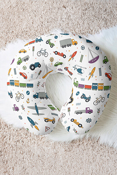 Evimde Bambaşka Pernă pentru gât din bumbac cu figură de vehicul - Pernă de c...