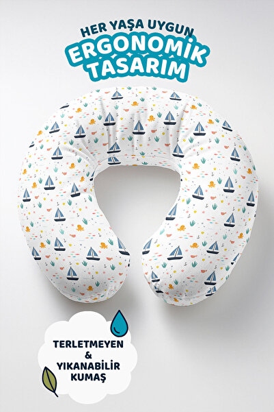Evimde Bambaşka Jastuk za vrat sa nautičkom tematikom Pamuk - Jedrilica Sa de...