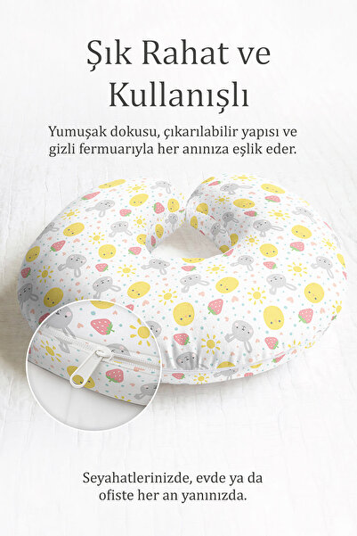 Evimde Bambaşka Slatki zec Sun Sa deznom Pamuk paket jastuka za vrat - pastel...