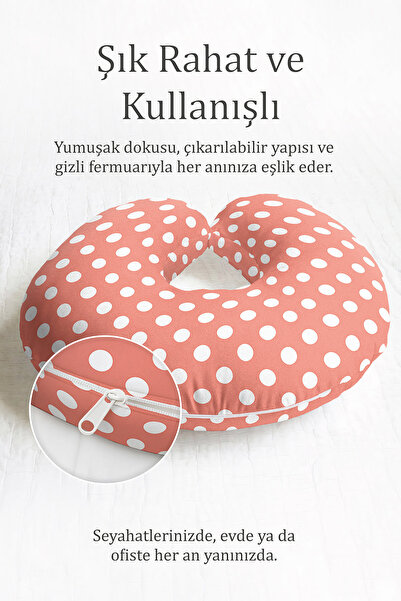 Evimde Bambaşka Tačkasti dezen Sa deznom Ergonomski jastuk za vrat - Retro st...