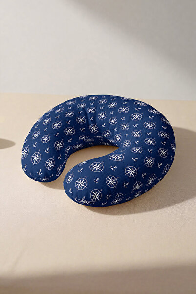 Evimde Bambaşka Pernă pentru gât Sailor Compass Anchor - Pernă moale de călăt...
