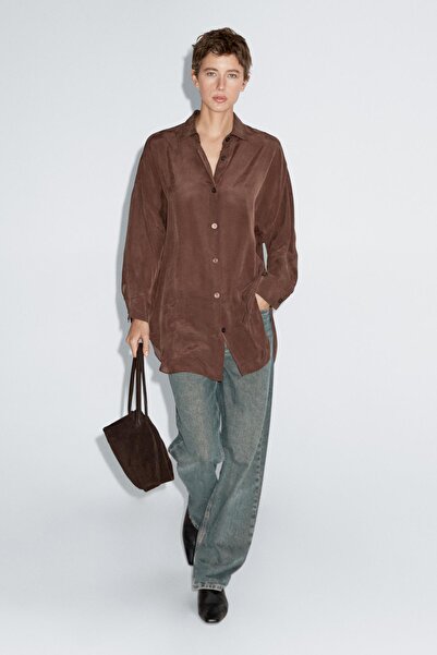 Massimo Dutti Dökümlü uzun gömlek