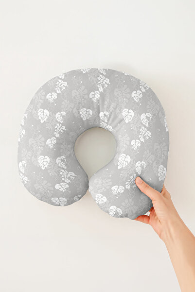 Evimde Bambaşka Pernă ergonomică pentru gât cu frunze de Monstera - Pernă moa...
