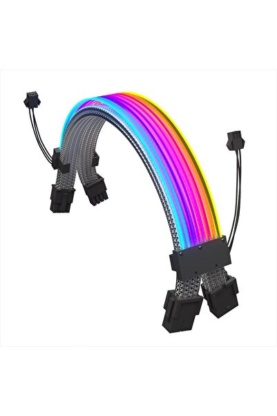 SNT Slv-8PPe-B ARGB 8-Pin ATX PCI EXP 2 x Sleeve Ekran Kartı Siyah Güç Uzatma...