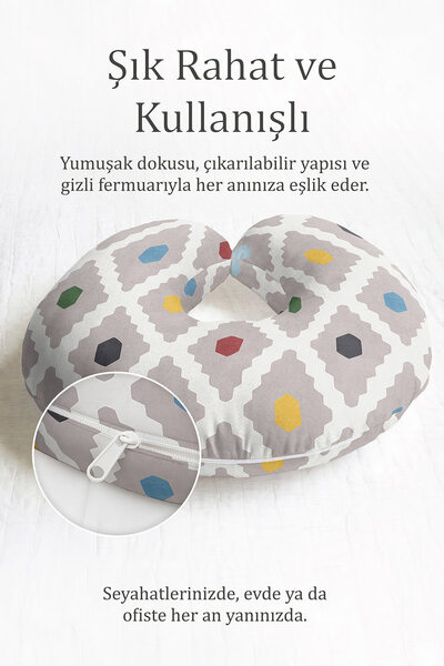 Evimde Bambaşka Etnički Geometrijski dezen Ergonomski jastuk za vrat - Modern...