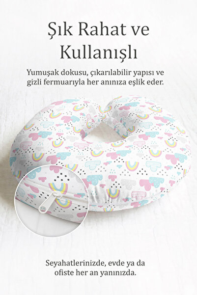 Evimde Bambaşka Pastelni oblak dugin jastuk za vrat - Jastuk za putovanje za ...