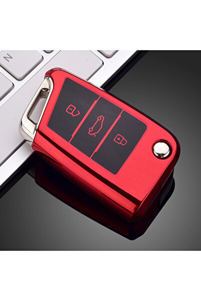 choice2 غطاء حماية أحمر اللون من مادة TPU لمفتاح السيارة، متوافق مع سيارات فو...