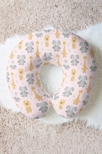 Evimde Bambaşka Pernă de călătorie din bumbac cu figurine de animale drăguțe ...