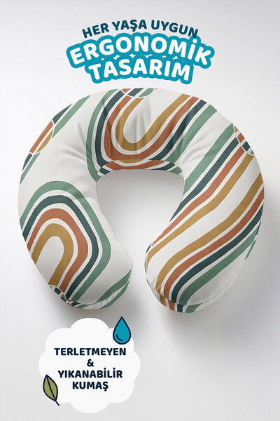 Evimde Bambaşka Retro Wave Sa deznom jastuk za vrat - moderni Prugasto zeleni...