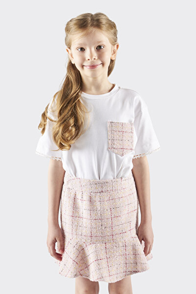 Panço Kız Pudra Dokuma Etek