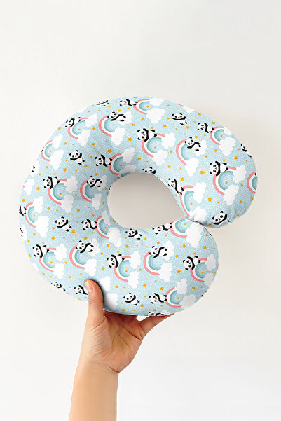 Evimde Bambaşka Pernă pentru gât Panda Cloud Rainbow - Pernă de călătorie pen...