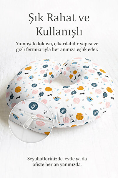 Evimde Bambaşka Jastuk za vrat sa svemirskom tematikom Pamuk - Slatka planeta...