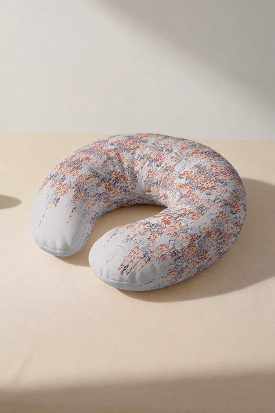 Evimde Bambaşka Ethnic Patterned Cotton Neck Pillow - Modern Artistic Pattern...