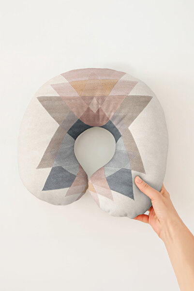 Evimde Bambaşka Pernă pentru gât din bumbac cu modele geometrice - Pernă de c...