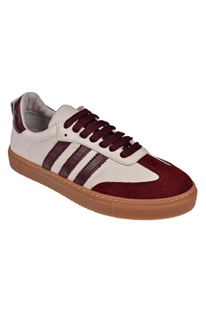 Floor Hakiki Deri Kadın Spor Ayakkabı Sneaker MAK-3020 BORDO