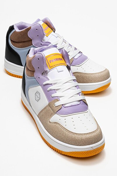 CCWAY AYAKKABI Ženske sportske cipele na vezanje BELA LILA CRNA