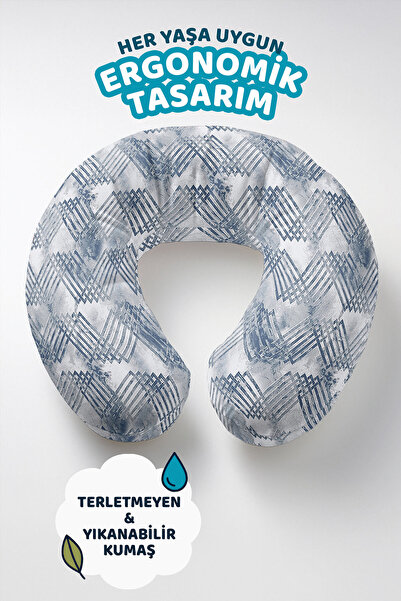Evimde Bambaşka Geometrijski dezen Ergonomski jastuk za vrat - Moderni sivo-p...