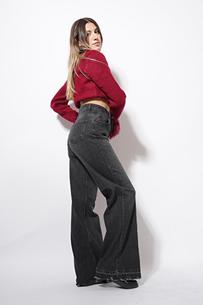 Pafi Moda بنطلون واسع الساق من ديرمي بفيشيل باتا، لون دخاني